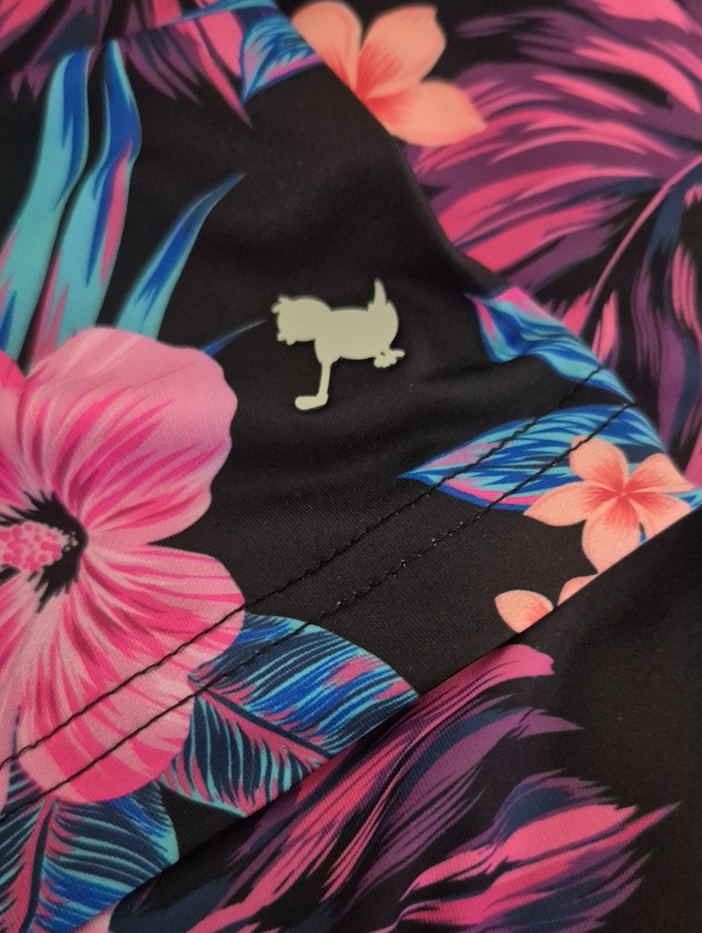 Birdie Bound Black Floral Print Men's Polo Shirt - Picture 7 of 7
